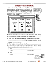 Whooooo and What? Dewey Decimal Activity